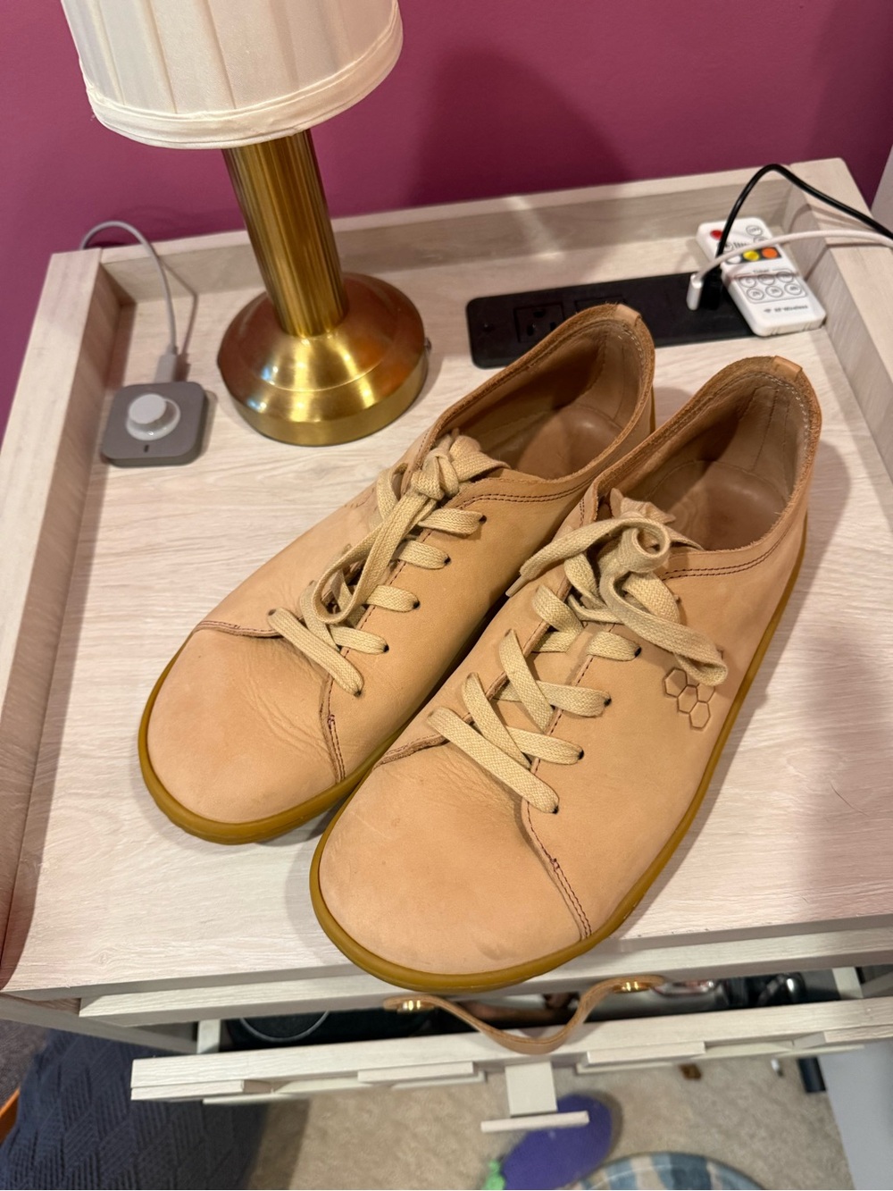 Vivo barefoot Tan Leather Lace-Up Sneakers